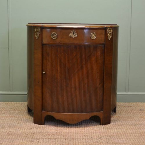 Unusual Edwardian Mahogany Tambour Front Antique Cabinet