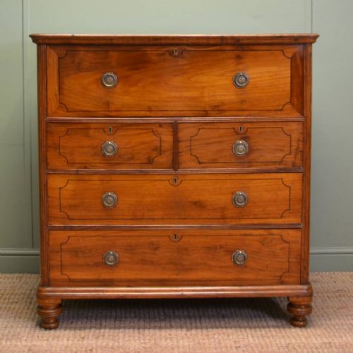 Unusual Chinese Import Padauk Antique Secretaire Campaign Chest 
