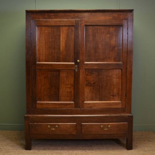 Early Eighteenth Century Period Oak Antique Harness Cupboard