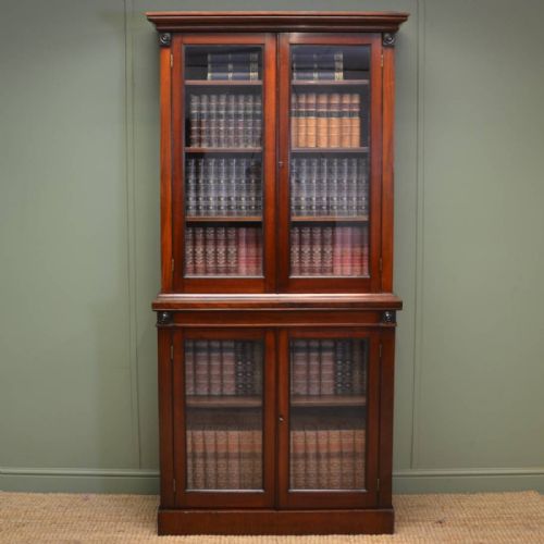 Unusual Victorian Mahogany Glazed Antique Bookcase