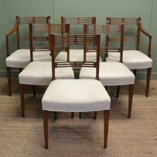 Set of Six Hepplewhite Design Antique Mahogany Dining Chairs