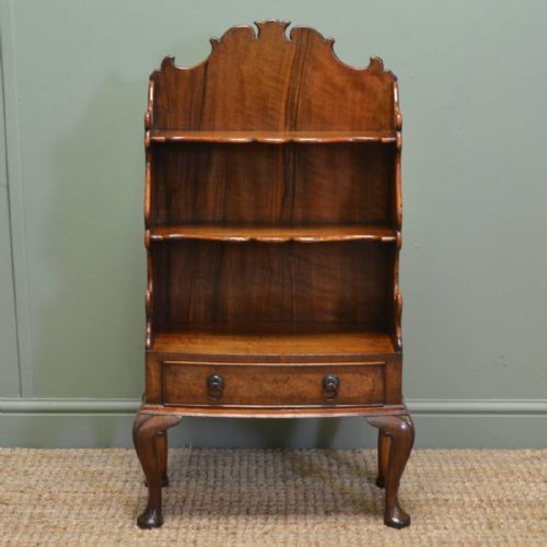 Unusual Quality Small Edwardian Figured Walnut Antique Bookstand