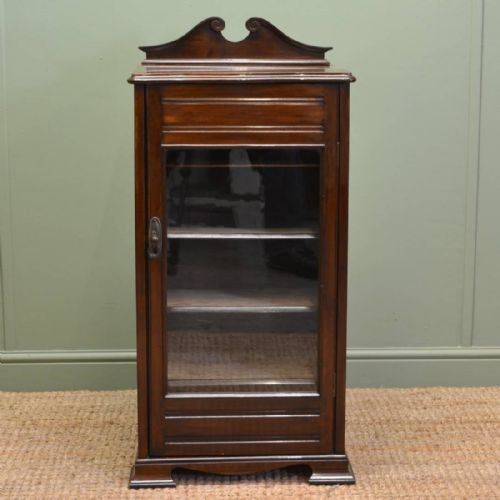 Edwardian Antique Walnut Glazed Music Cabinet