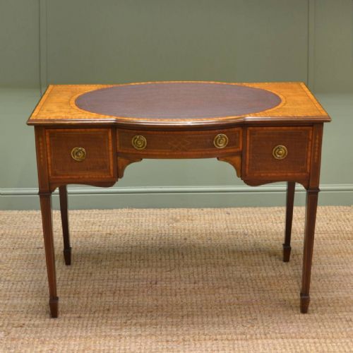 Spectacular Quality Inlaid Edwardian Antique Writing Table / Desk