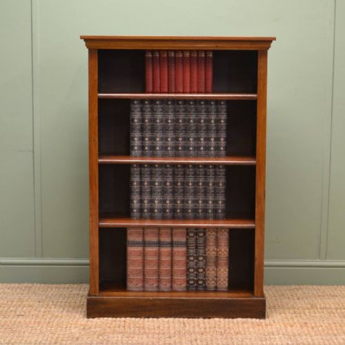 Small Edwardian Mellow Walnut Antique Open Bookcase