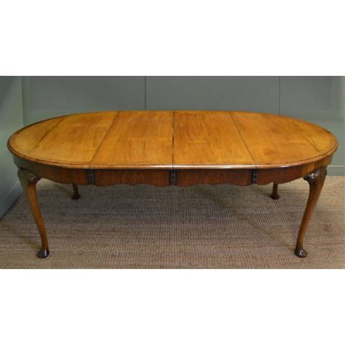 fig 1. Quality Edwardian Walnut Antique Extending Dining Table.
