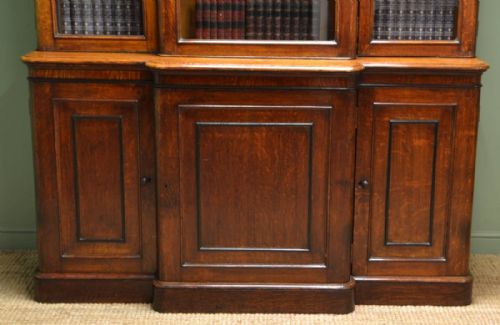 fig 1. Large Victorian Oak Antique Break fronted Library Bookcase