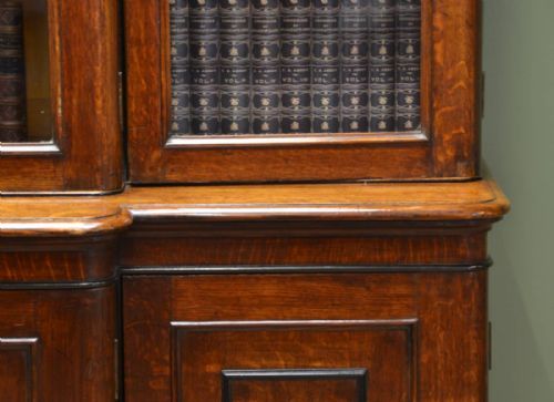 fig 2. Large Victorian Oak Antique Break fronted Library Bookcase