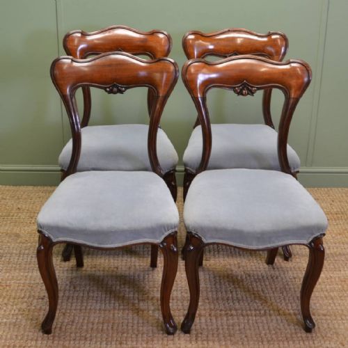 Set of Four Super Quality Elegant Victorian Mahogany Antique Dining Chairs