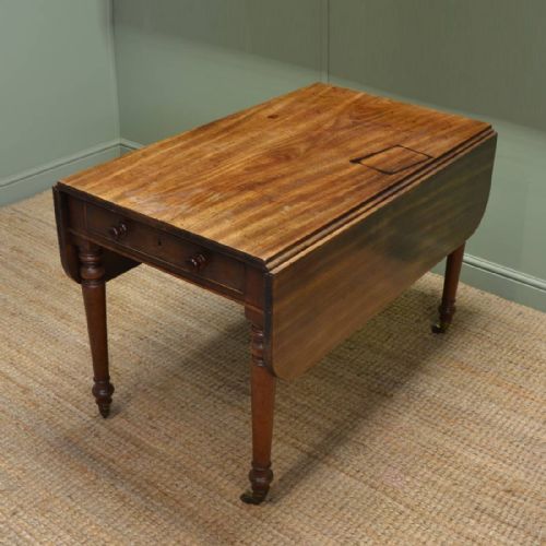 Characterful Country Antique Regency Solid Mahogany Drop Leaf Kitchen Table