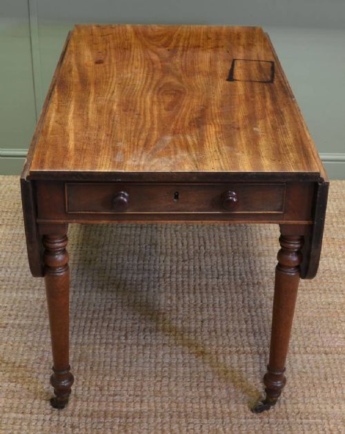 fig 1. Characterful Country Antique Regency Solid Mahogany Drop Leaf Kitchen Table