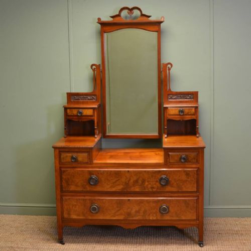 Quality Burr Walnut Victorian Antique Dressing Table