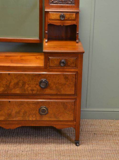 fig 1. Quality Burr Walnut Victorian Antique Dressing Table