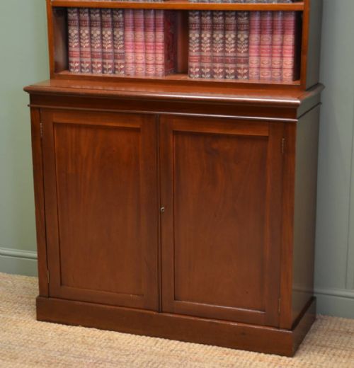 fig 1. Quality Victorian Mahogany Antique Open Bookcase On Cupboard