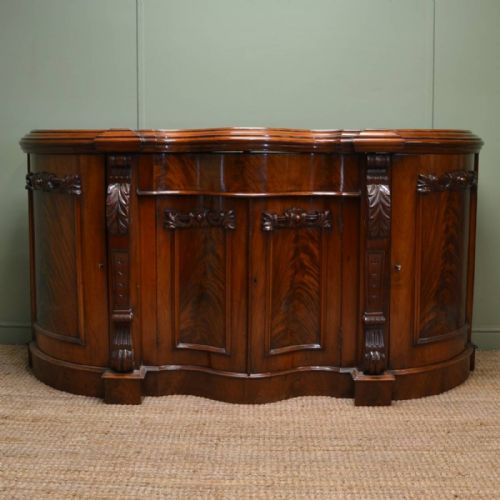 Spectacular Serpentine Shaped Antique Victorian Sideboard