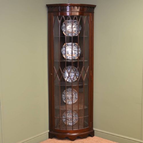 Spectacular Edwardian  Bow Fronted Floor Standing Glazed Corner Cabinet