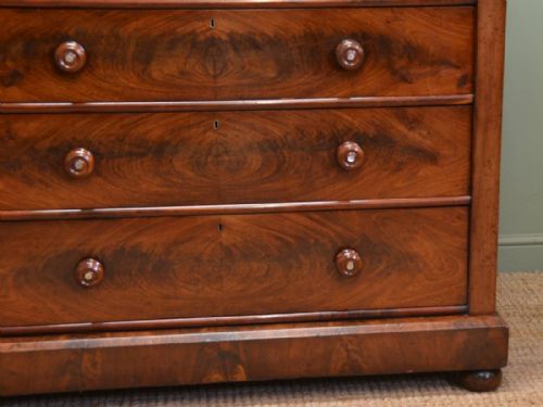 fig 1. Large Victorian Figured Mahogany Antique Scottish Chest Of Drawers