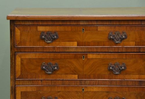 fig 2. Quality Edwardian Figured Walnut Antique Small Chest Of Drawers