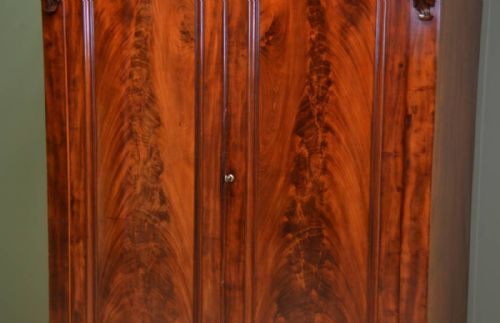 fig 1. Magnificent Victorian Figured Mahogany Antique Double Wardrobe