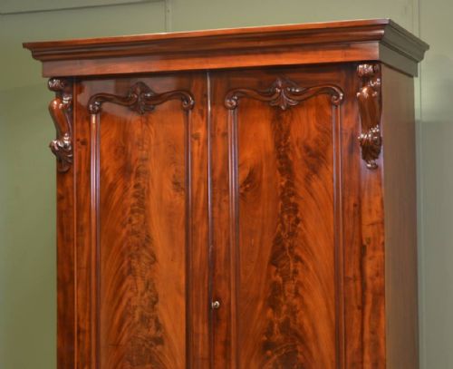 fig 2. Magnificent Victorian Figured Mahogany Antique Double Wardrobe