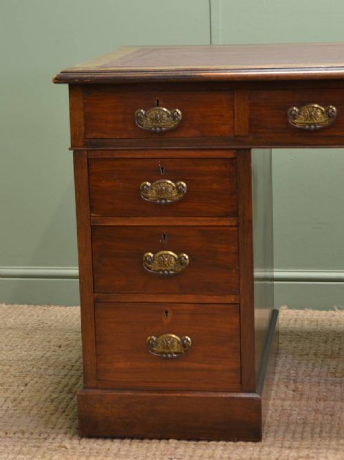 fig 2. Antique Victorian Walnut Antique Pedestal Desk