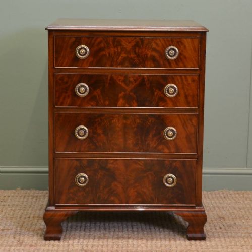 Beautifully Figured Edwardian Mahogany Antique  Small Chest of Drawers