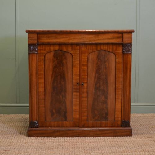 Unusual William IV Figured Mahogany Antique Estate Cupboard with Fitted Interior