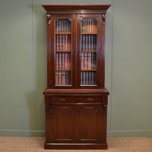 Victorian Antique Glazed Bookcase of  Small Proportions