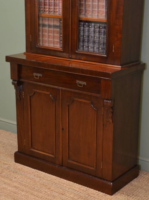 fig 1. Victorian Antique Glazed Bookcase Of Small Proportions
