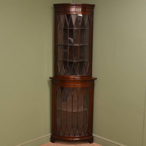 Spectacular Edwardian  Bow Fronted Floor Standing Glazed Corner Cabinet