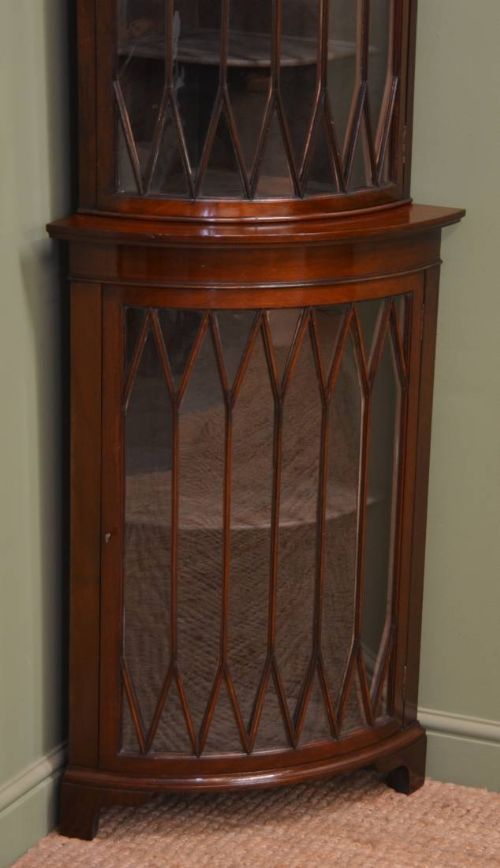 fig 1. Spectacular Edwardian  Bow Fronted Floor Standing Glazed Corner Cabinet