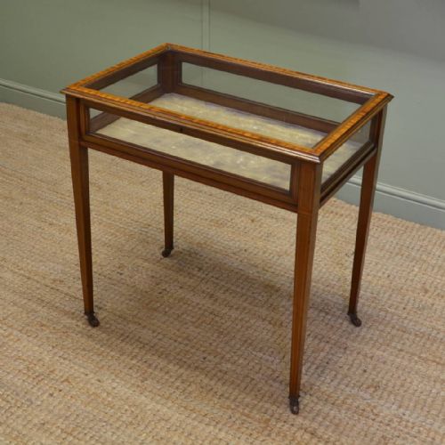 Elegant Edwardian Mahogany Glazed Antique Bijouterie Table