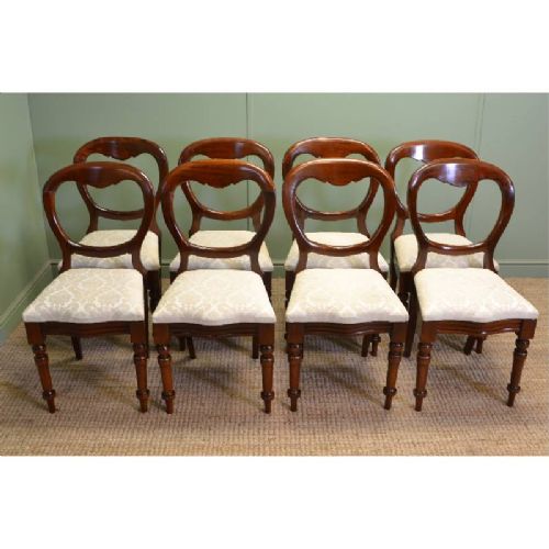 fig 1. Stunning Set Of Eight Victorian Mahogany Antique Balloon Back Dining Chairs