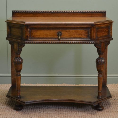 Superb Quality Edwardian Solid Oak Antique Hall / Side Table