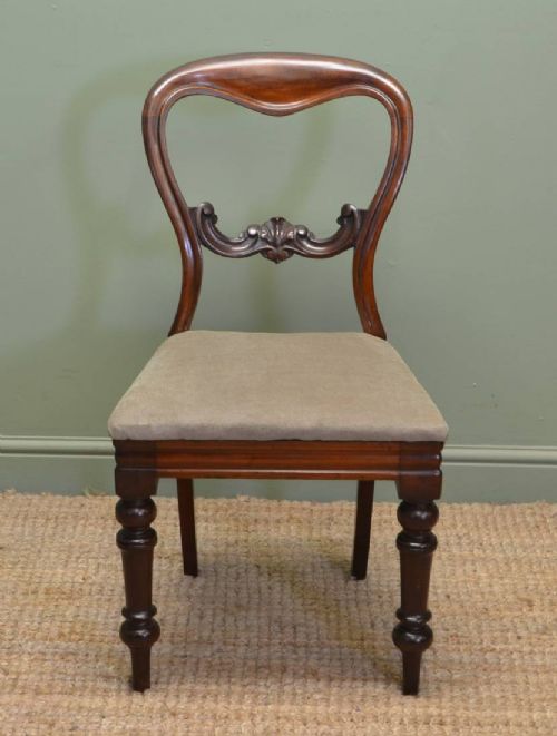 fig 1. Set Of Six Victorian Mahogany Antique Balloon Back Chairs