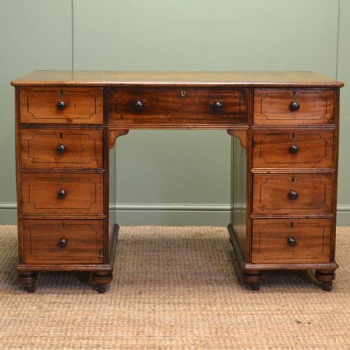 
Rare Chinese Export Regency Padauk  Antique Pedestal Desk
