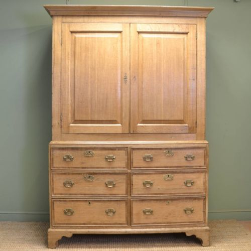 Country George III Light Oak Antique Kitchen / Housekeepers Cupboard