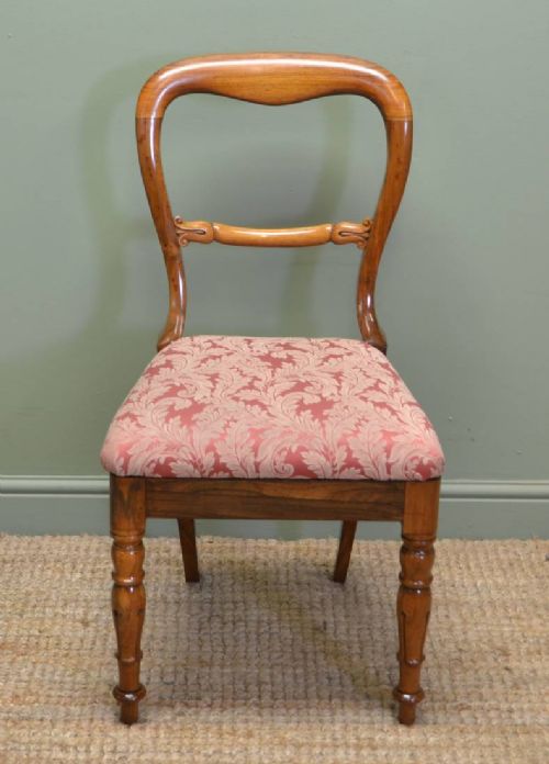 fig 1. Quality set of Six Figured Walnut Victorian Antique Dining Chairs