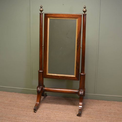 Elegant Empire Style Regency Rosewood Antique Cheval Mirror