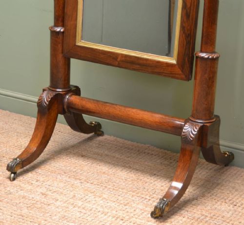 fig 1. Elegant Empire Style Regency Rosewood Antique Cheval Mirror