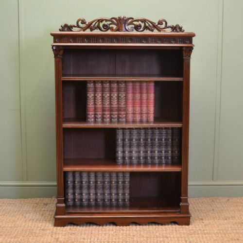 Fine Quality Victorian Rich Walnut Antique Open Bookcase