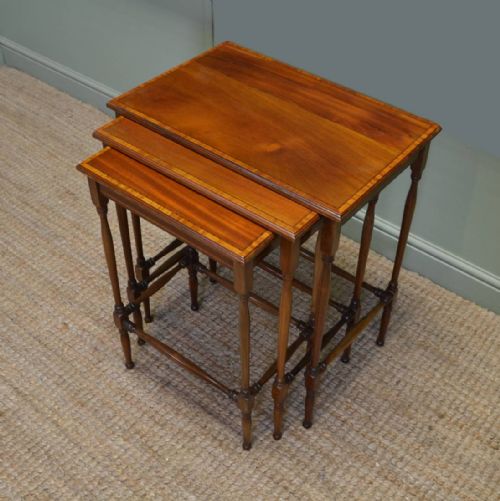 Fine Quality Edwardian Nest of 3 Inlaid Antique Tables