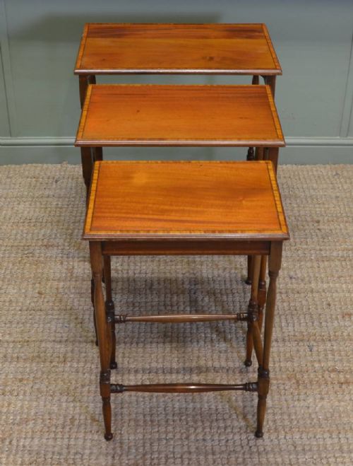 fig 1. Fine Quality Edwardian nest of 3 Inlaid Antique Tables