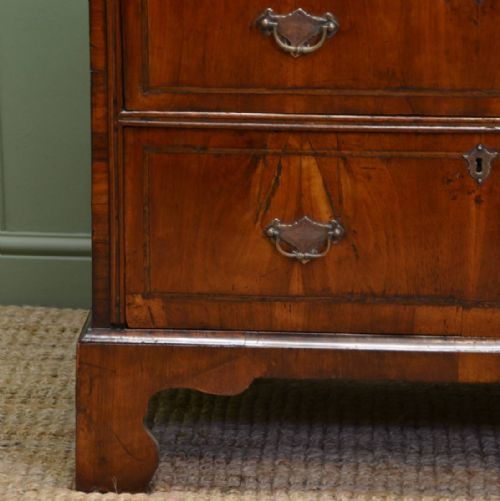 fig 1. Rare George I Figured walnut and Feather Banded Antique Chest of Drawers