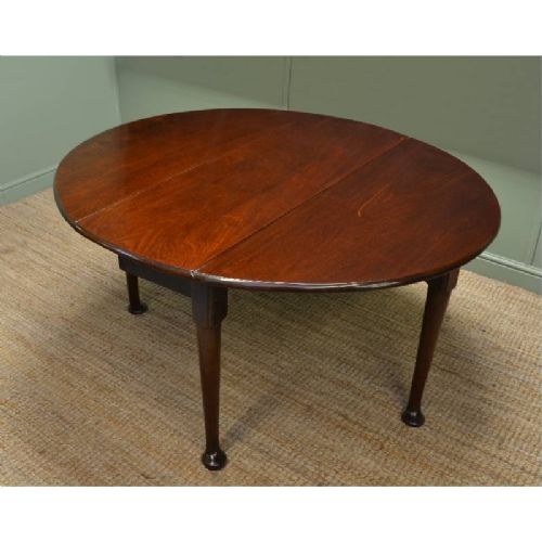 fig 1. Quality Georgian Mahogany Pad foot Drop Leaf Antique Dining Table
