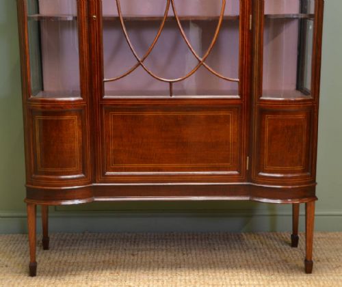 fig 1. Magnificent Quality Feathered Mahogany, Quality Edwardian Inlaid Antique Display Cabinet.