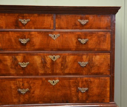 fig 1. Sensational George 1st Oak and Figured Walnut Antique Chest on Stand