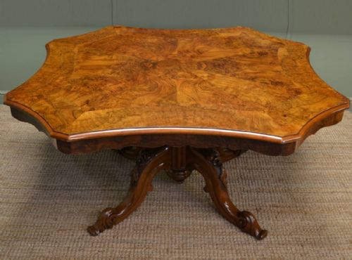Spectacular Large Victorian Antique Figured Walnut Dining Table
