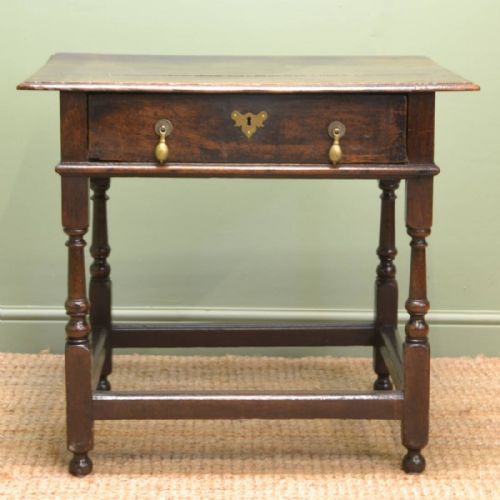 Early Eighteenth Century Antique Oak Side Table / Low Boy