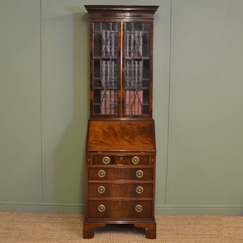Delightful Antique Victorian Glazed Mahogany Bureau Bookcase